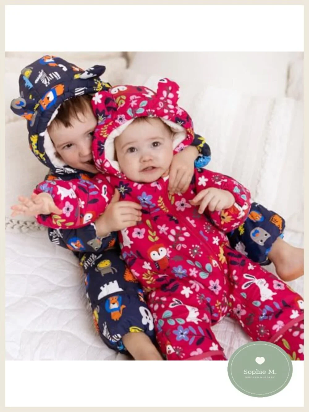 Baby Snowsuit Hooded Winter Jumpsuit Toddler Fleece Lined Zip Up